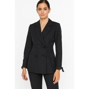BADGLEY MICHKA Silk Blend Jeweled Button Collared Blazer Jacket Size 6